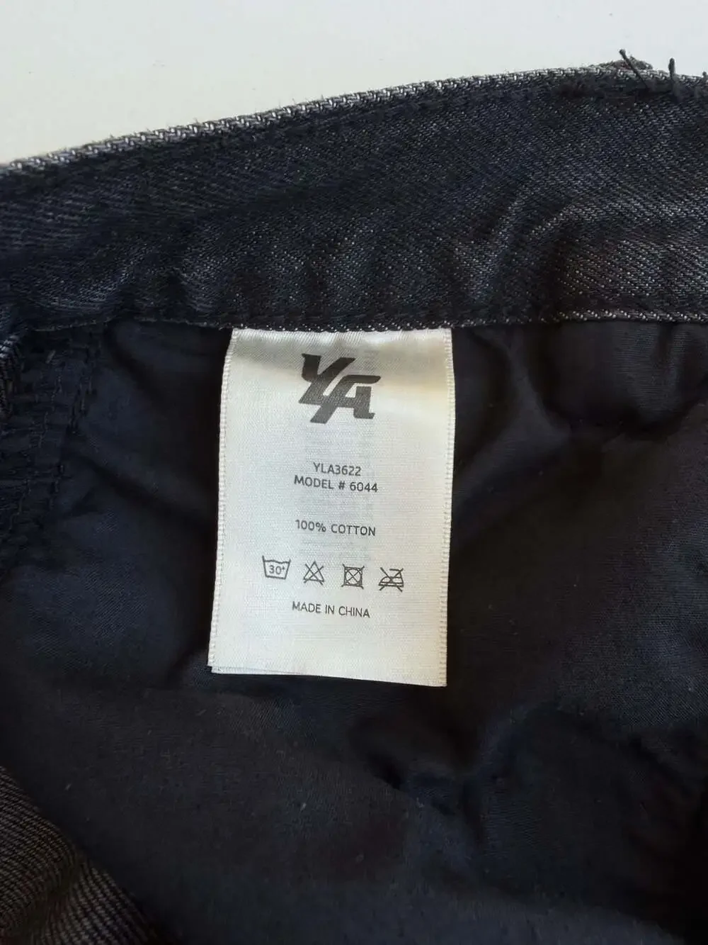YoungLA Men's Model 6044 Washed Black Denim Cargo Pants